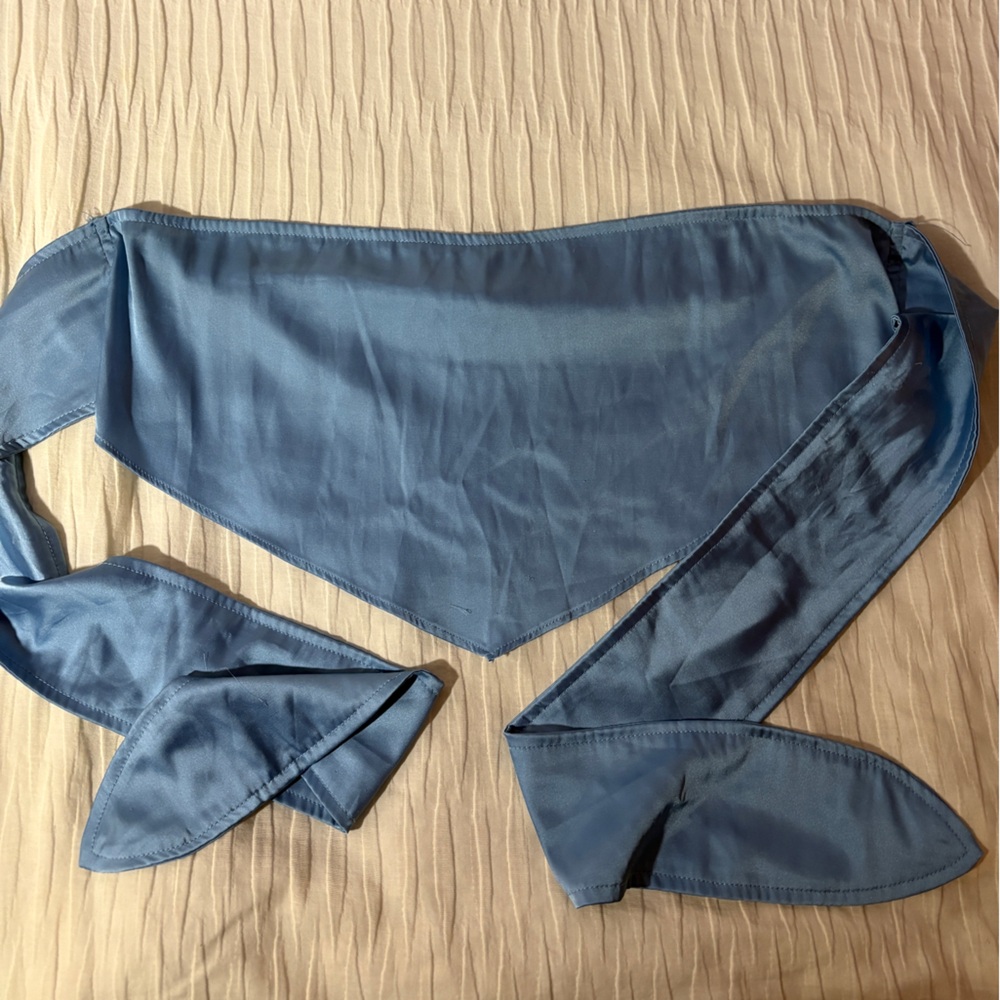 Le Lis Light Blue Bandeau Tie Scarf Top